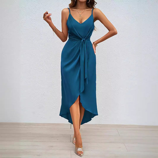 Damen Etuikleid mit elegantem Wickel-Design und schwingendem Saum EB