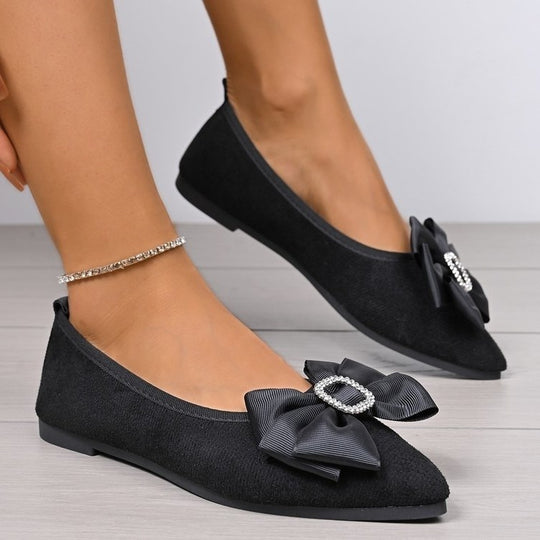 Damen elegante Ballerinas mit glamouröser Schleifen-Applikation EB