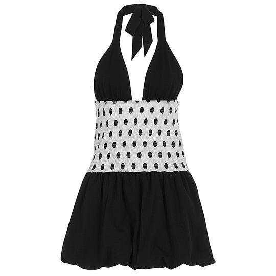 Damen modisches Sommerkleid mit tiefem V-Ausschnitt und luftiger Rockpartie EB