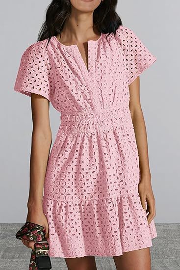 Damen Sommerkleid im romantischen Broderie Anglaise Stil EB