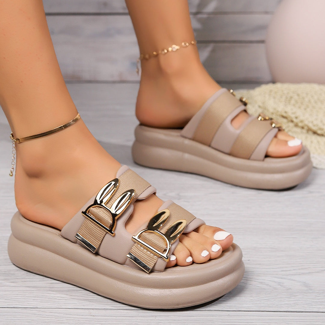 Damen Komfortable und modische Plateau-Sandalen mit dekorativen Riemen EB