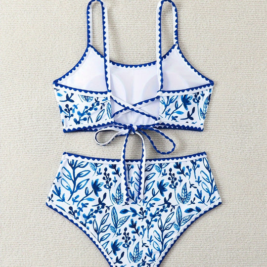 Damen Hochtailliertes Bikiniset mit floralem Design EB
