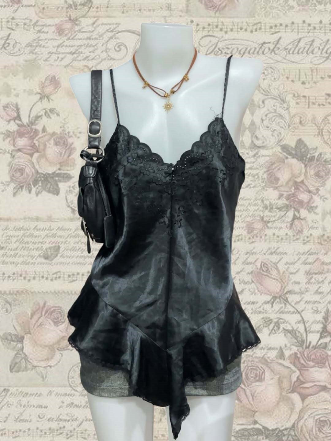 Damen elegantes Nachtkleid mit romantischem Spitzenbesatz EB