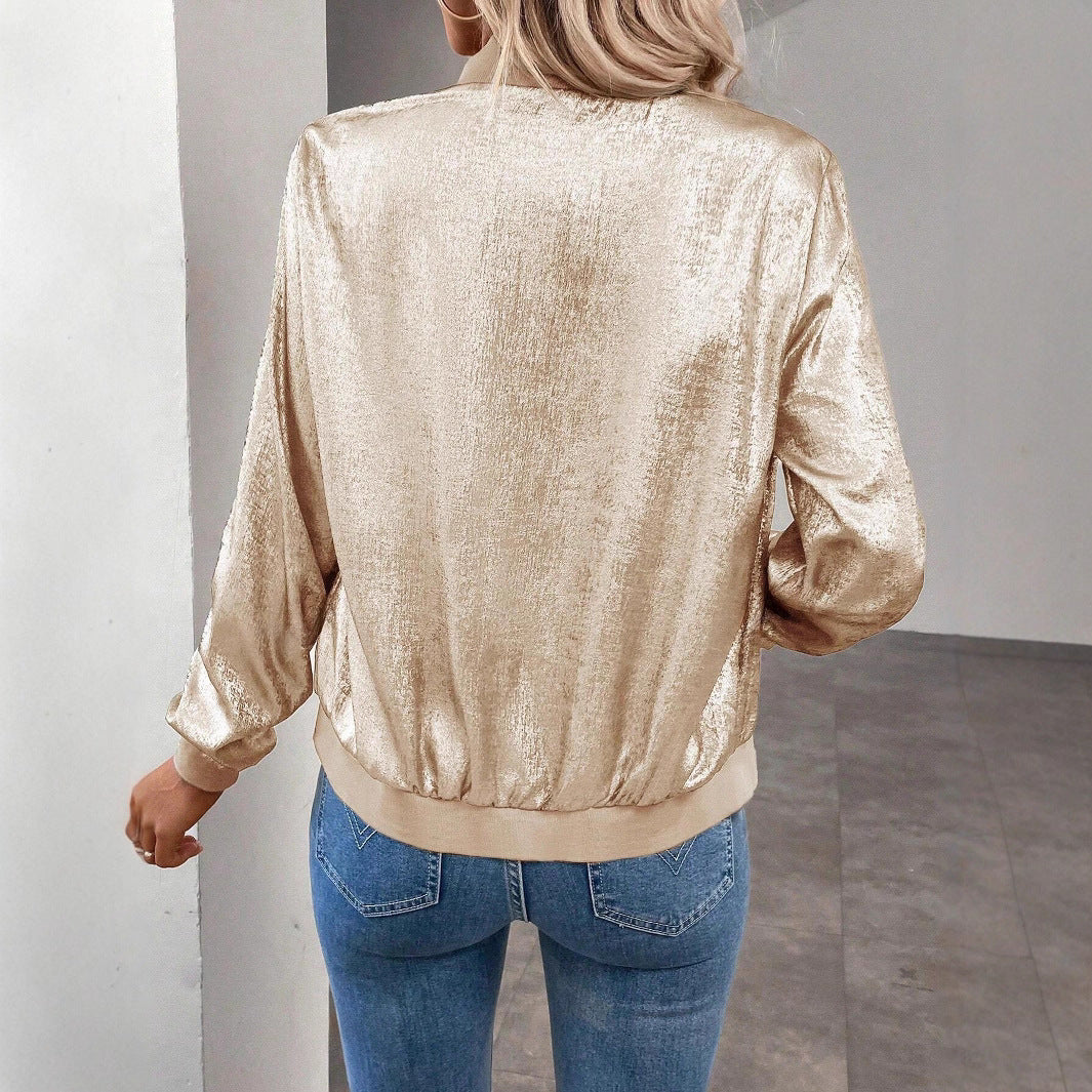 Damen Glänzende Bomberjacke EB