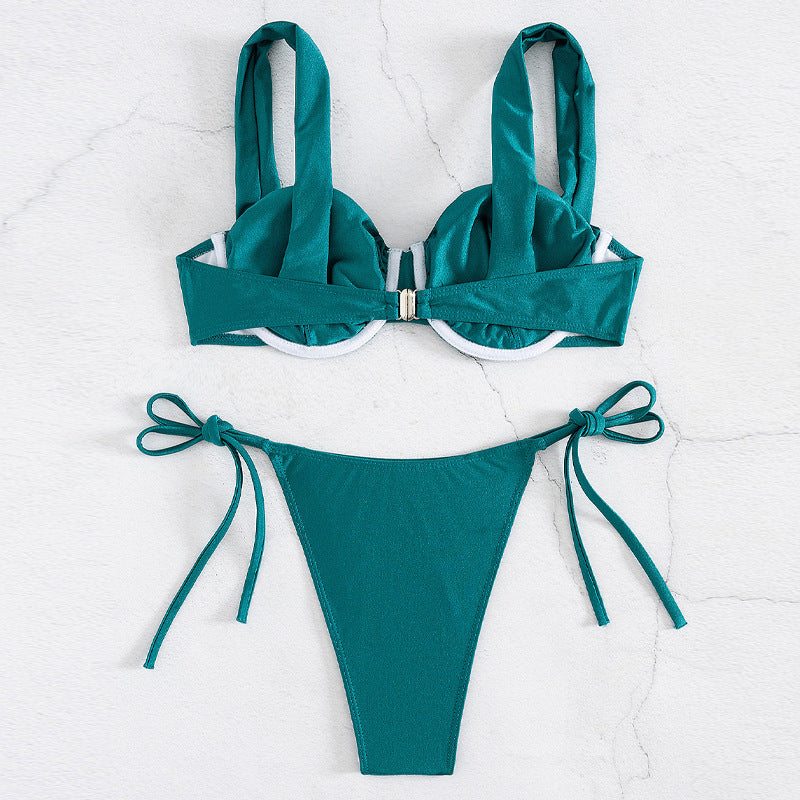 Damen Push-Up Bikini mit großzügigen Trägern und stilvollen Schleifen EB