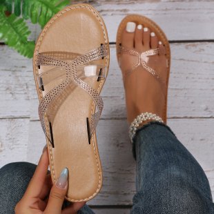 Damen Glamouröse Zehentrenner-Sandalen mit funkelnden Akzenten EB