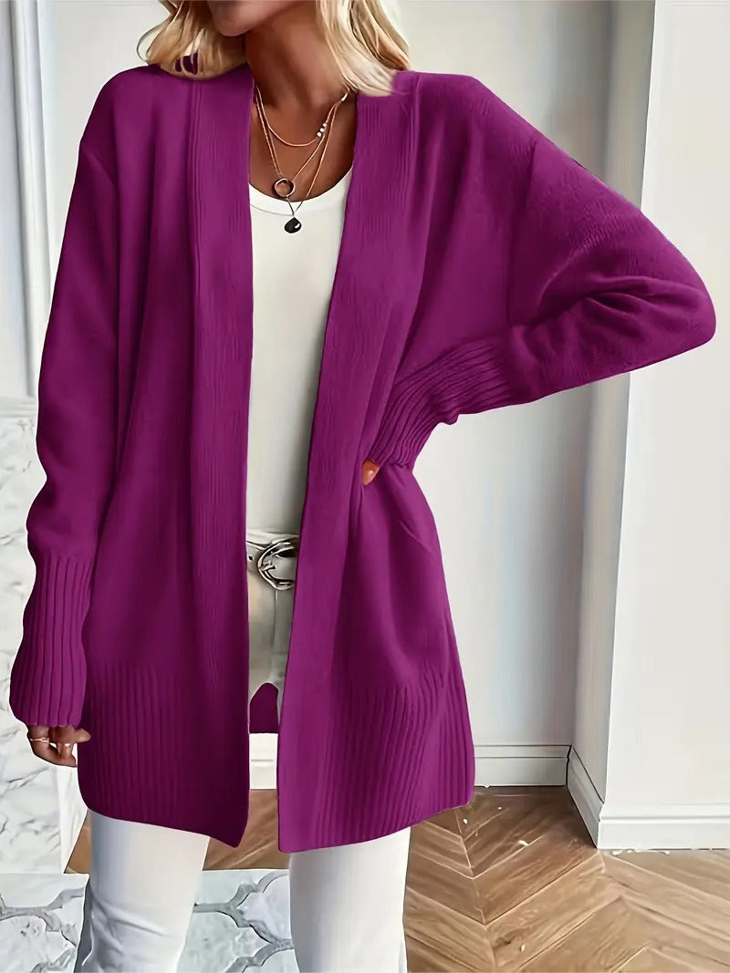 Damen Strickjacke mit offenem Schnitt und Rippstruktur EB