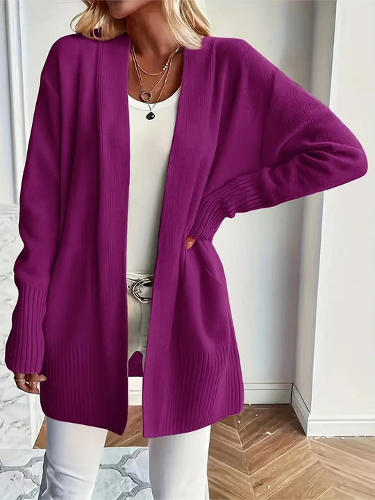 Damen Strickjacke mit offenem Schnitt und Rippstruktur EB