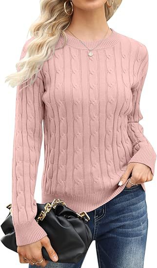 Damen klassischer Strickpullover mit Zopfdesign EB