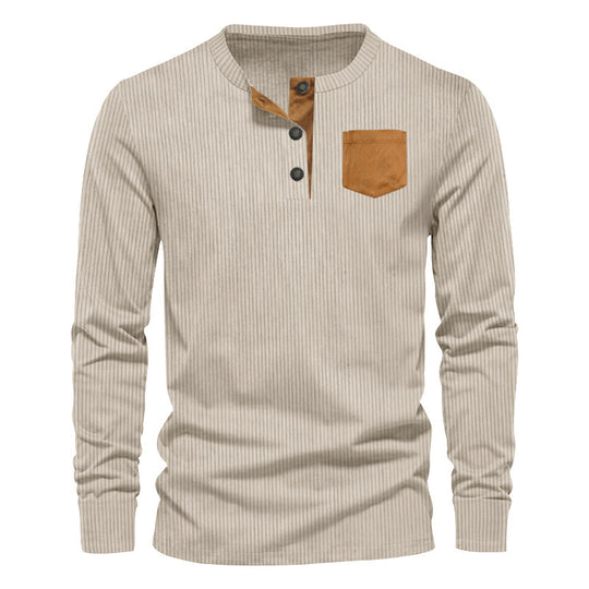 Herren Rippenfeinstrick Langarmshirt mit Slim‑Fit und Stehkragen EB