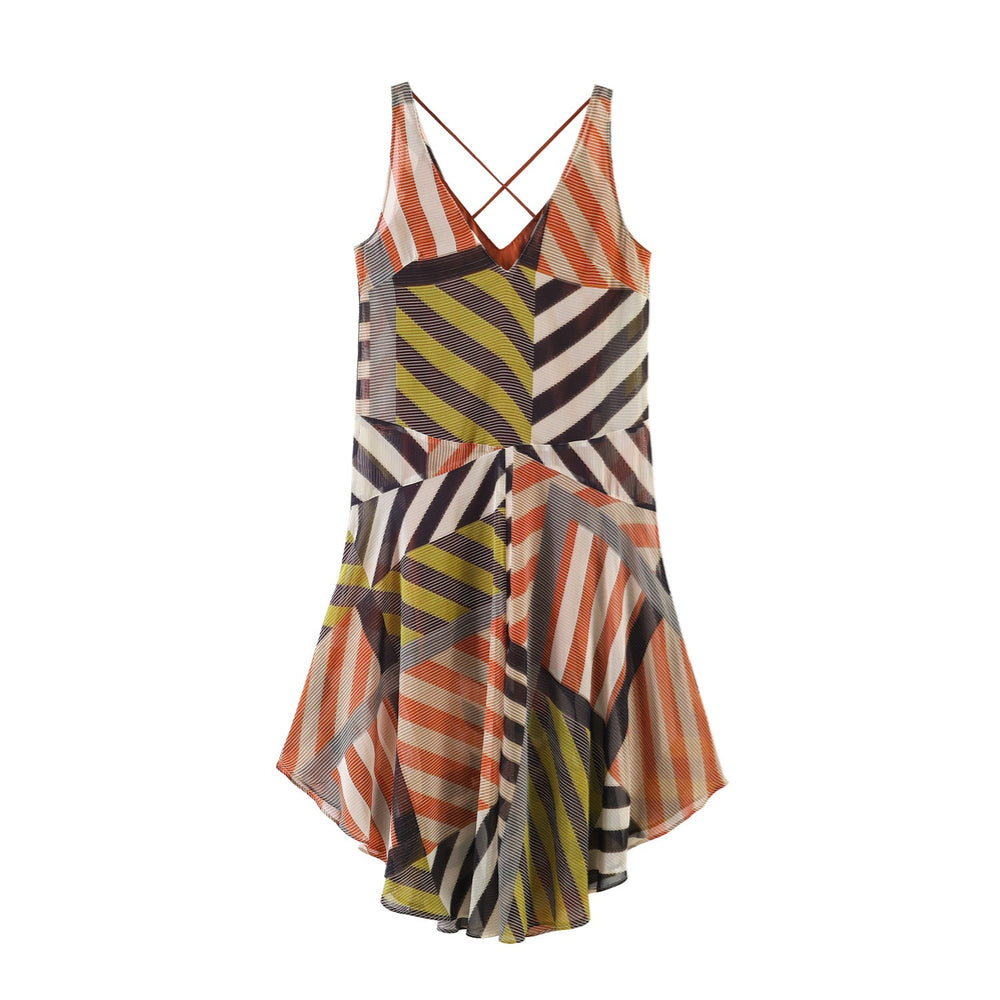 Damen Sommerliches Maxikleid mit modernem V-Ausschnitt und asymmetrischem Schnitt EB