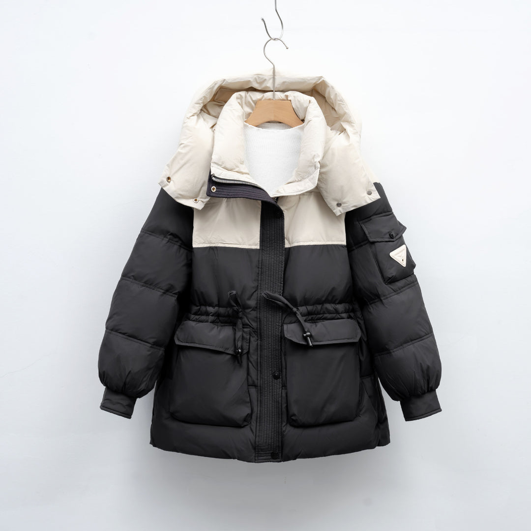 Damen modische Winterjacke mit funktionalen Taschen und großzügiger Kapuze EB