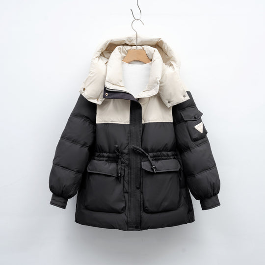Damen modische Winterjacke mit funktionalen Taschen und großzügiger Kapuze EB