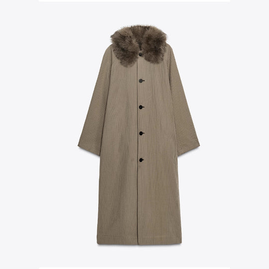 Damen Modische Manteljacke mit elegantem Kragen und Knopfverschluss EB