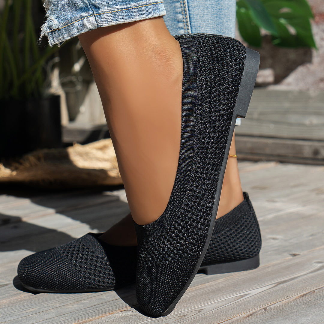 Damen Bequeme Slipper mit atmungsaktivem Strickdesign EB