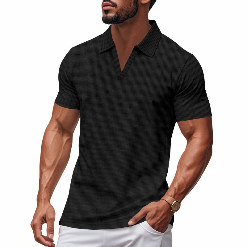 Herren Poloshirt mit strukturiertem Design und modernem V-Ausschnitt EB
