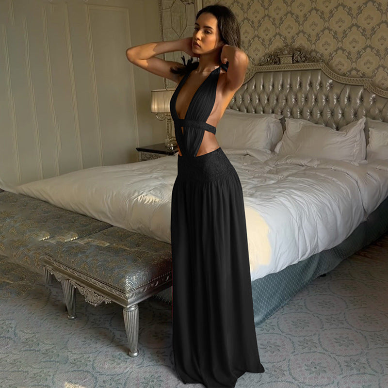 Damen Elegantes Abendkleid mit tiefem Ausschnitt und seitlichen Cut-Outs EB