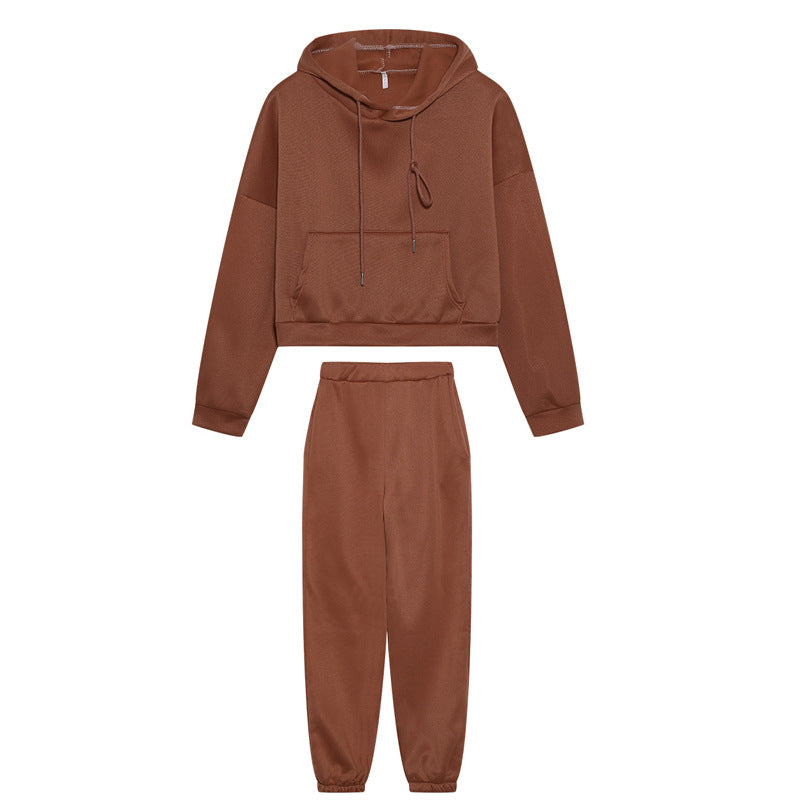 Damen Sportliches Sweatset mit cropped Hoodie und Jogginghose EB