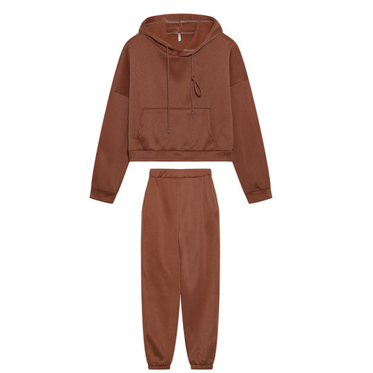 Damen Sportliches Sweatset mit cropped Hoodie und Jogginghose EB