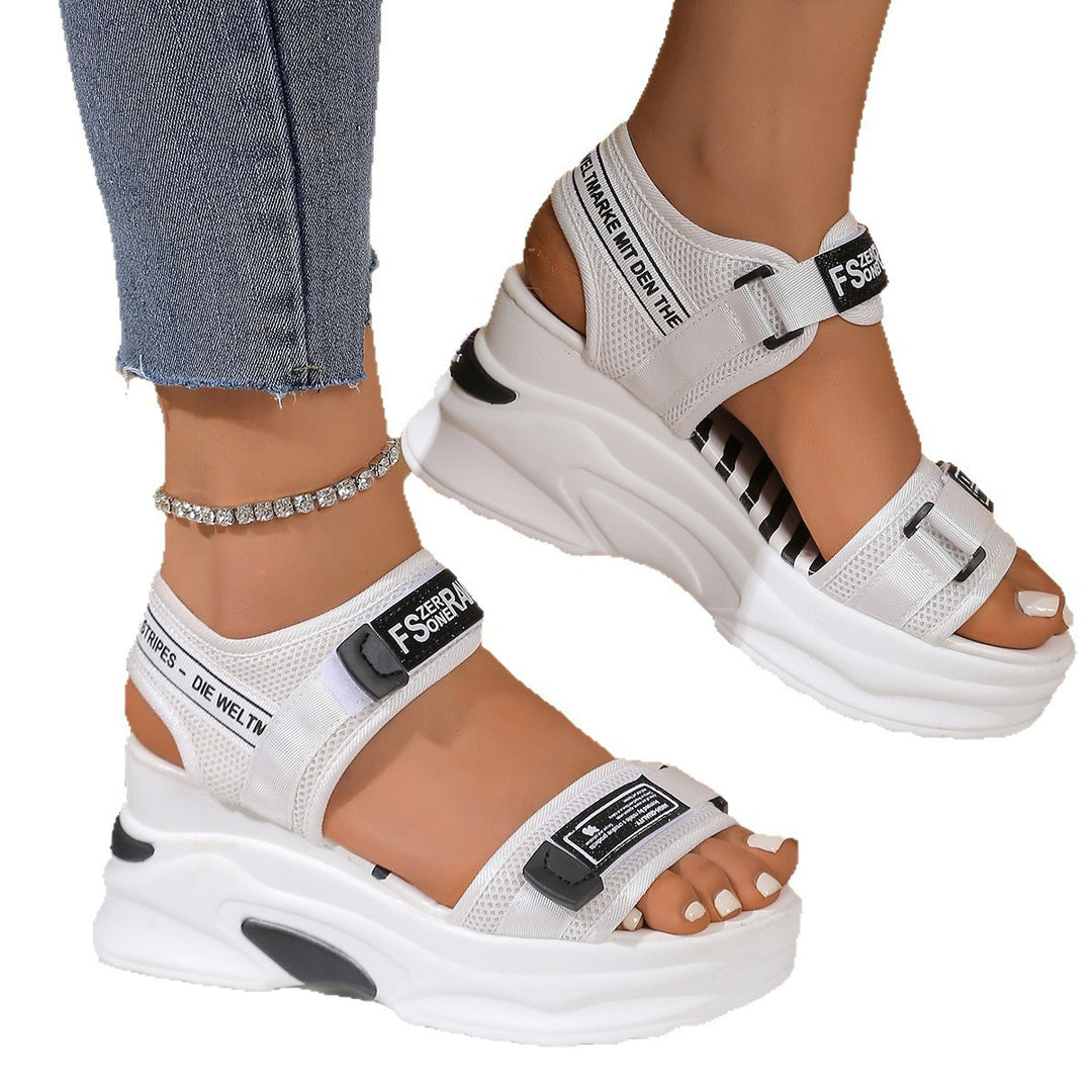 Damen Sportliche Platform-Sandalen mit verstellbaren Riemen und komfortabler Dämpfung EB
