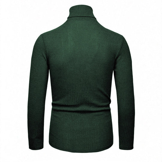 Damen eleganter Strickpullover mit hohem Kragen und feiner Rippenstruktur EB