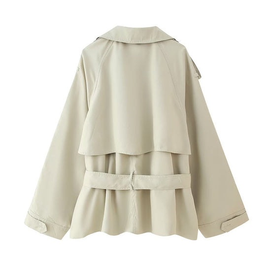 Damen lässige Trenchjacke mit praktischer Bindeschlaufe und elegantem Revers EB