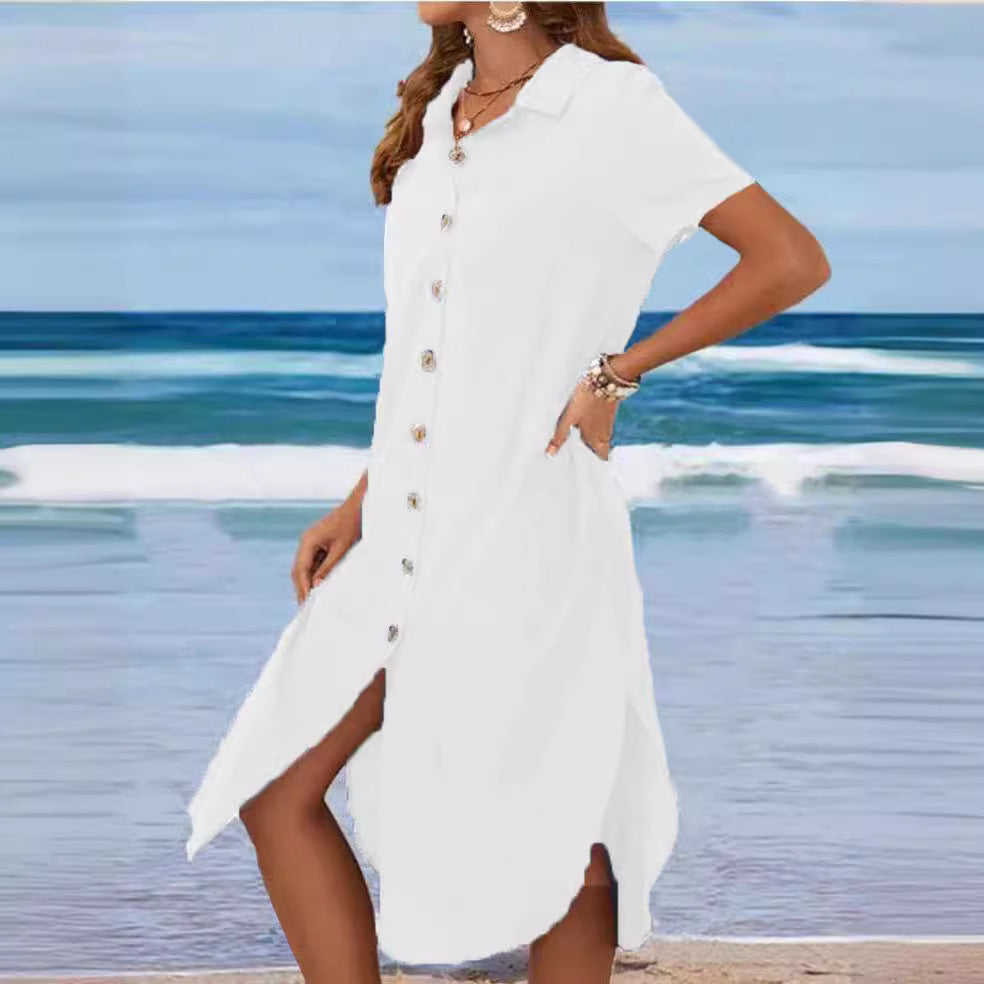 Damen Hemdkleid mit Knopfleiste und Seitenschlitzen EB
