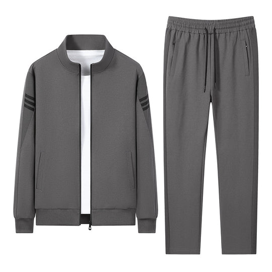 Herren lässiges Trainingsset mit Reißverschluss-Bomber, Rundhals-Sweatshirt und elastischer Jogginghose EB