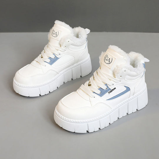Damen modische High-Top Sneakers mit kuscheligem Innenfutter und sportlichem Design EB