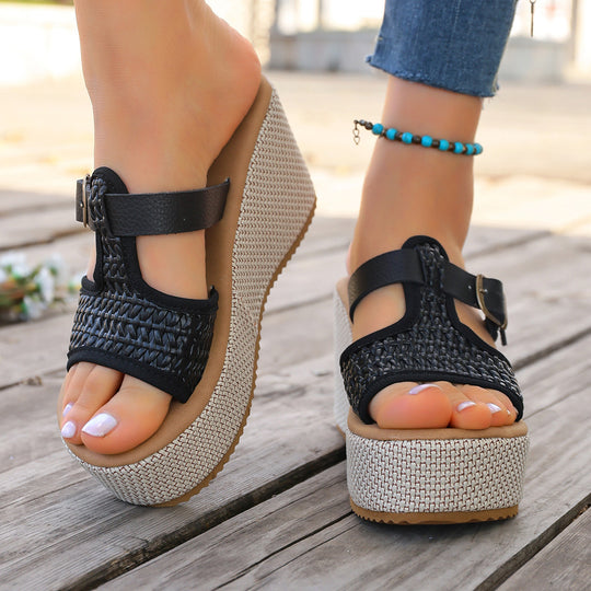 Damen Komfortable Plateau-Sandalen mit verstellbaren Riemen EB