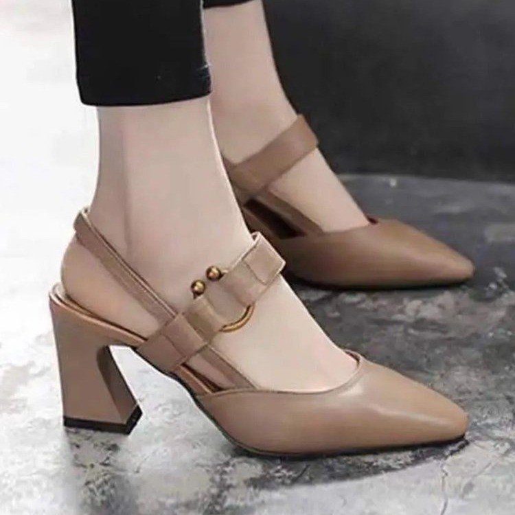 Damen Slingback Pumps mit elegantem Blockabsatz und modischem Riemendesign EB