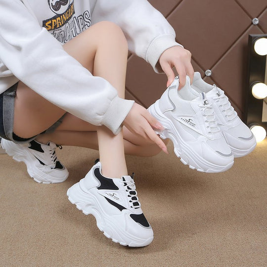 Damen modische chunky Sneakers mit dämpfender Sohle und atmungsaktivem Obermaterial EB
