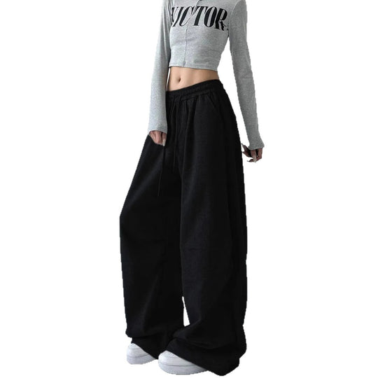 Damen nan weite taillenhohe Loungehose aus weichem Baumwollmix mit Tunnelzug und Seitentaschen EB
