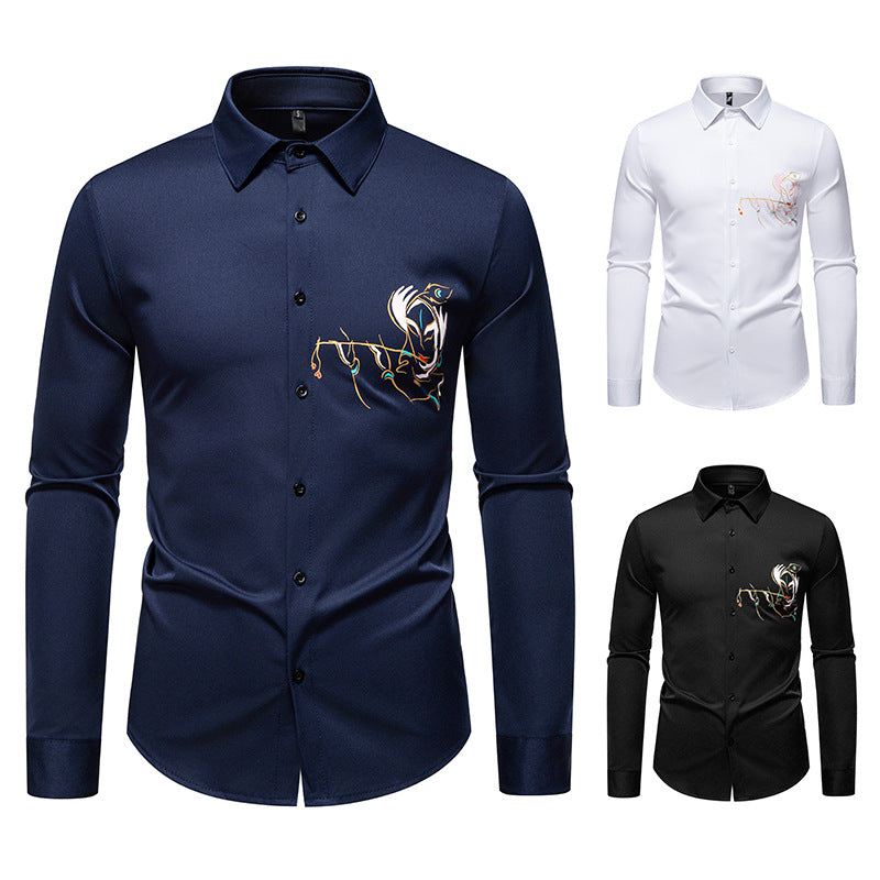 Herren Langarmhemden mit einzigartigem Stickdesign EB