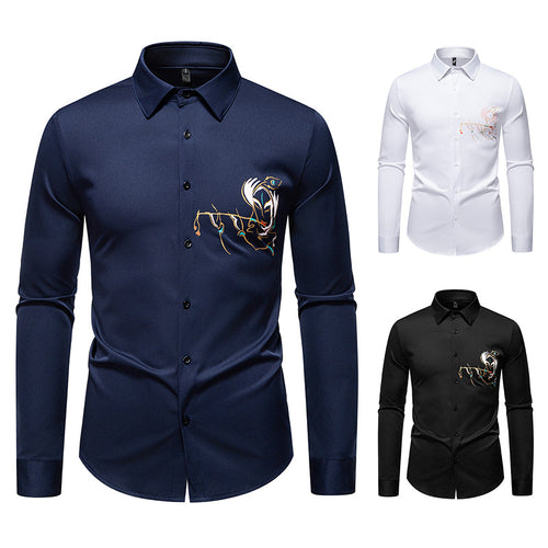 Herren Langarmhemden mit einzigartigem Stickdesign EB