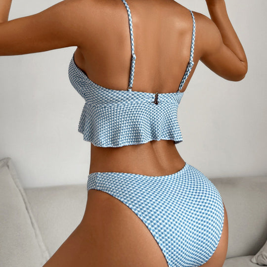 Damen Bikiniversatile mit Rüschen und Karomuster EB