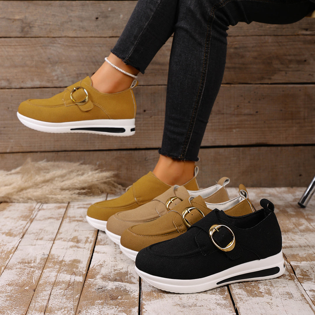 Damen Sneaker mit modischem Schnallenverschluss und bequemer Sohle EB