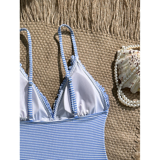 Damen Einteiler Badeanzug mit raffiniertem Rüschen-Design EB