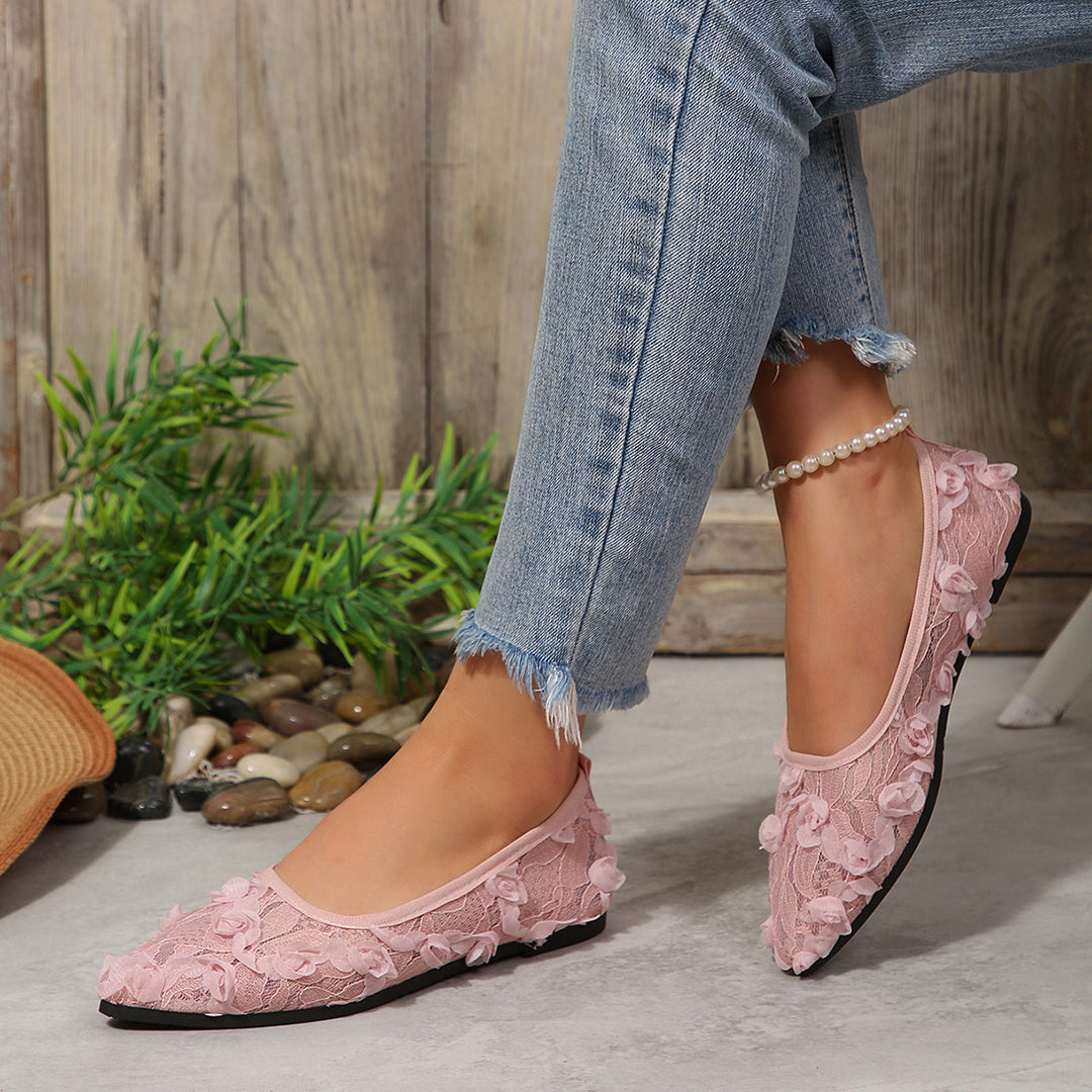 Damen Ballerinas mit floraler Spitze und eleganten Details EB