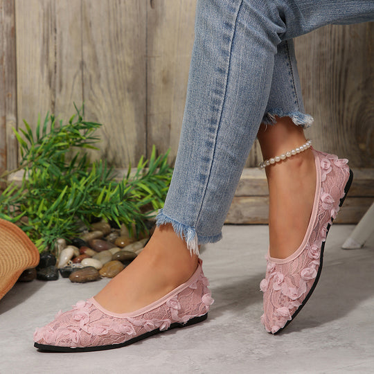 Damen Ballerinas mit floraler Spitze und eleganten Details EB