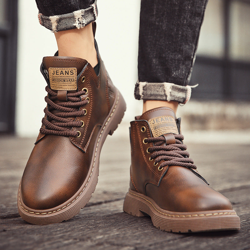 Damen hochwertige Leder Stiefeletten im lässigen Design EB