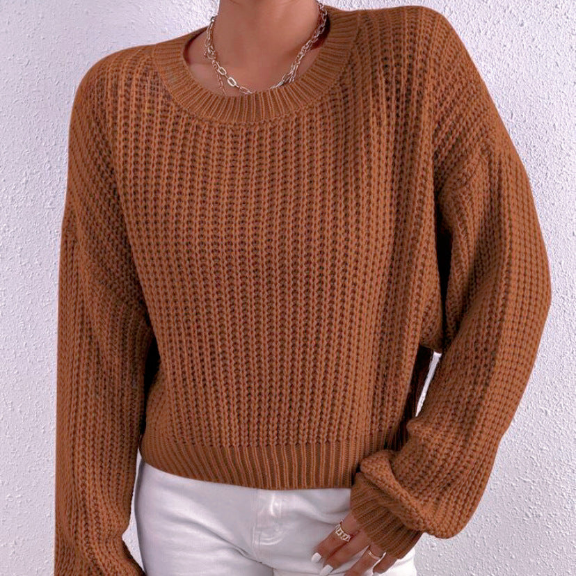 Damen Grobstrickpullover mit lässigem Schnitt und überschnittenen Schultern EB