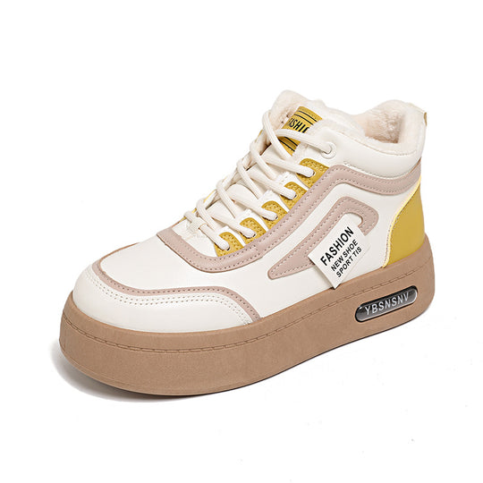 Damen modische High-Top Sneakers mit warmem Innenfutter und robuster Profilsohle EB