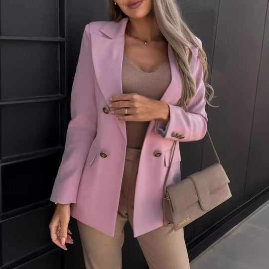 Damen Eleganter taillierter Blazer mit doppelter Knopfleiste und vielseitigem Schnitt EB
