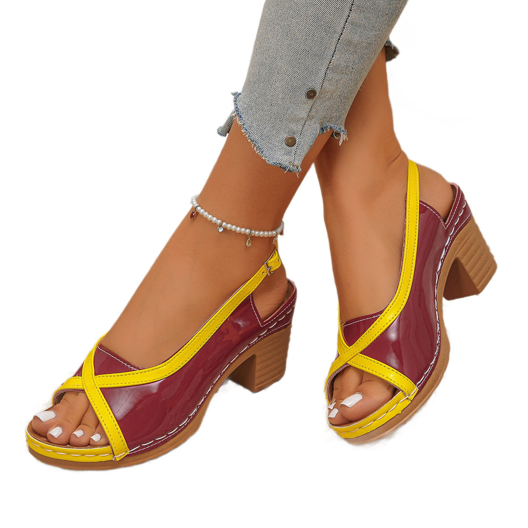 Damen Slingback-Pumps mit modischem Faltendesign und komfortablem Blockabsatz EB
