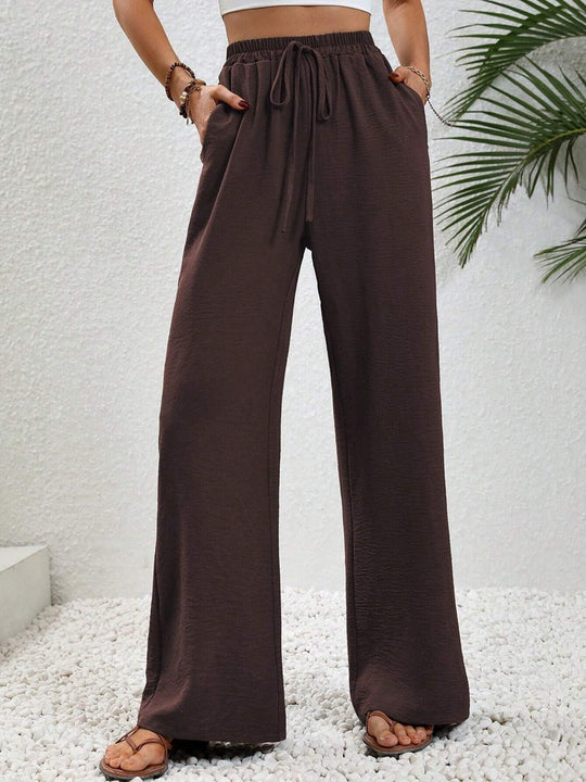 Damen Weite Palazzo-Hose mit elastischem Bund und praktischen Seitentaschen EB