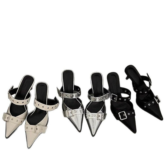 Damen spitze Mules mit dekorativen Schnallen EB