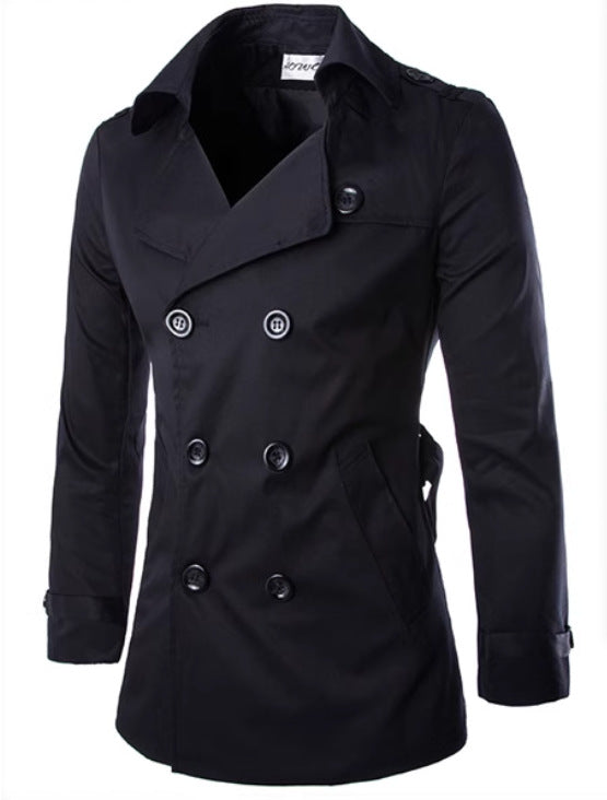Herren eleganter Trenchcoat mit doppelter Knopfleiste und seitlichen Eingrifftaschen EB