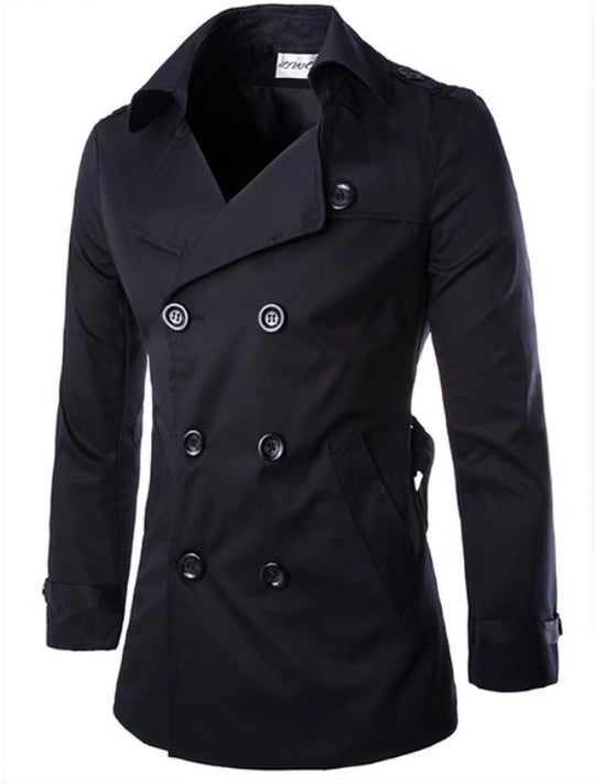 Herren eleganter Trenchcoat mit doppelter Knopfleiste und seitlichen Eingrifftaschen EB