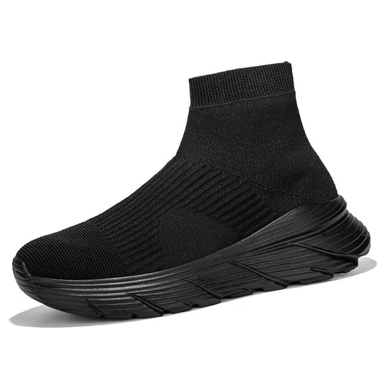 Damen nan nahtloser Strick-Freizeitsneaker mit sockenkragen und stoßdämpfender Profilsohle EB